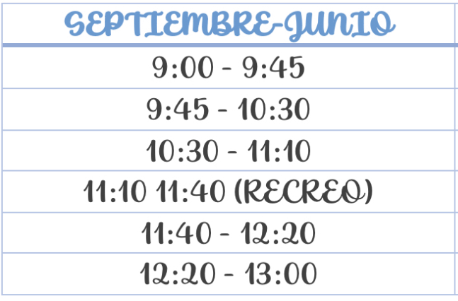 Horario junio
